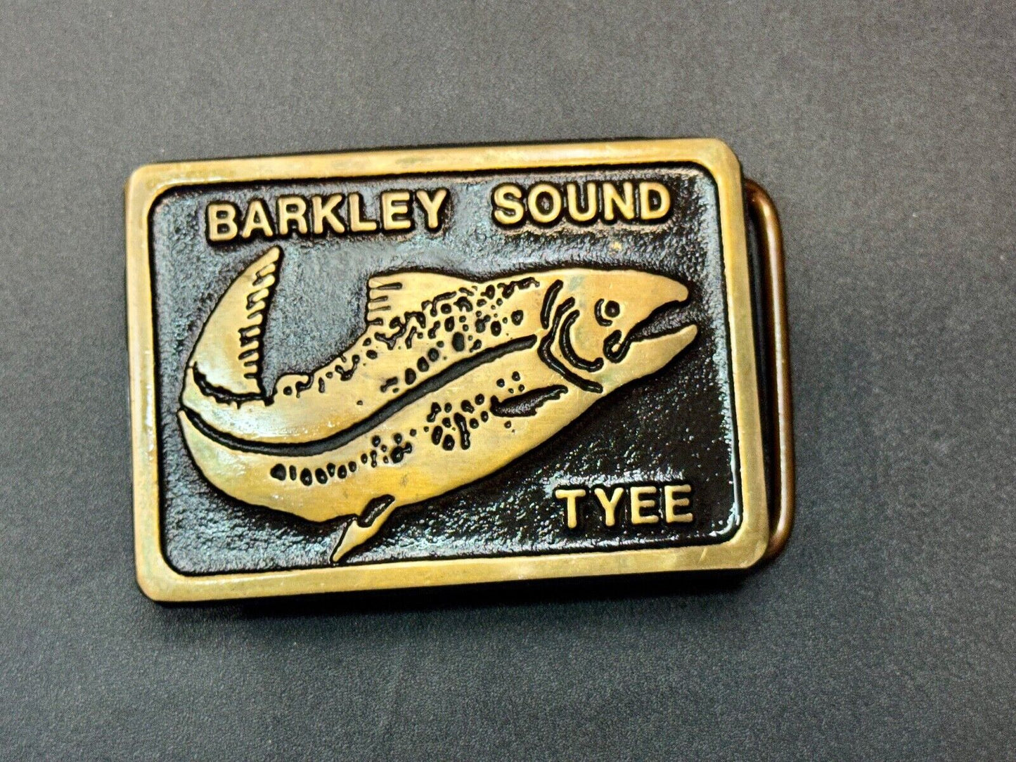 Barkley Sound Tree Fishing Fish Solid Bronze Sandcast belt buckle Rainbow Medals