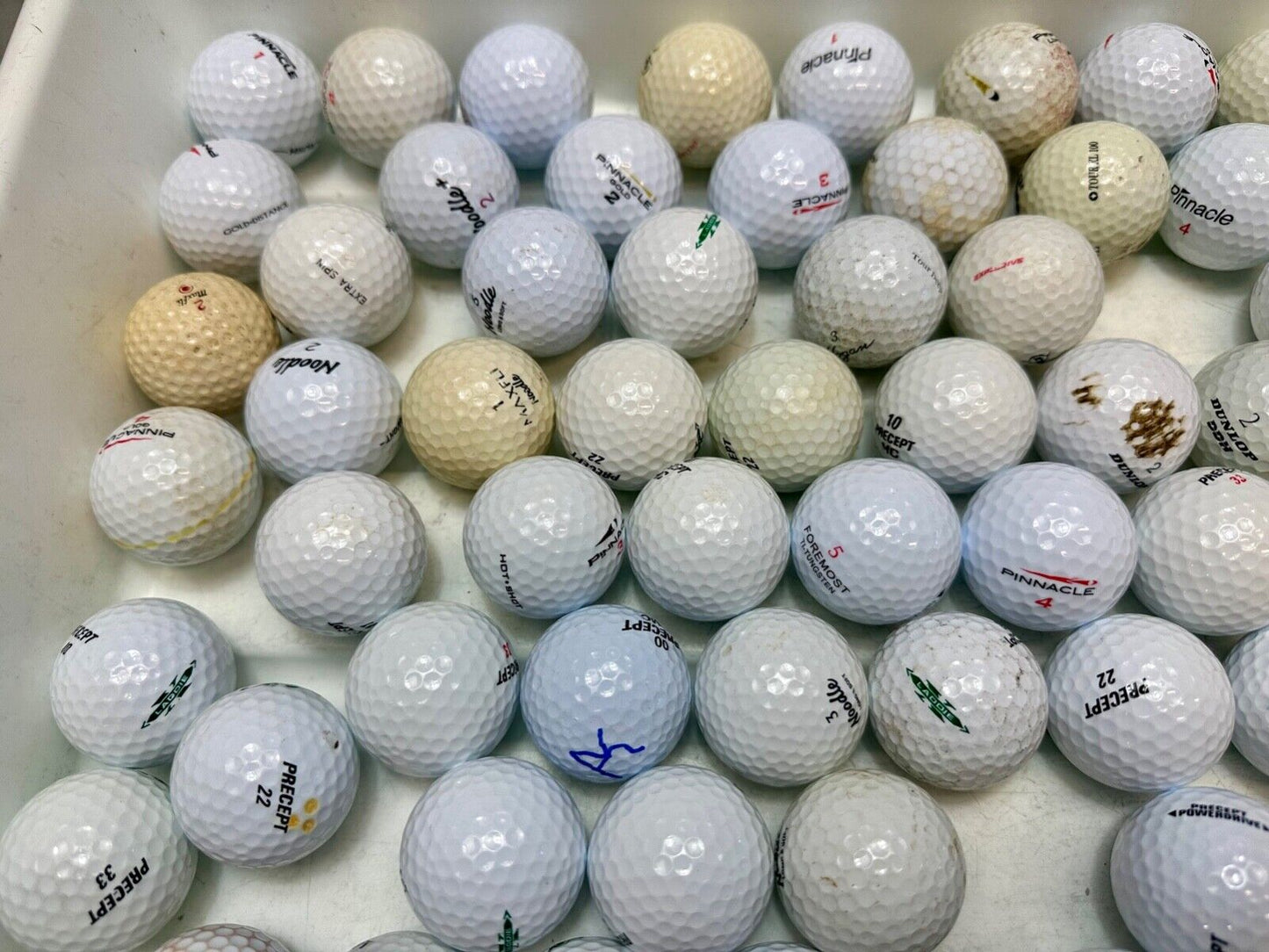 Around 75 used Golf Balls Lot Precept Noodle, Dunlop Pinnacle great for practice