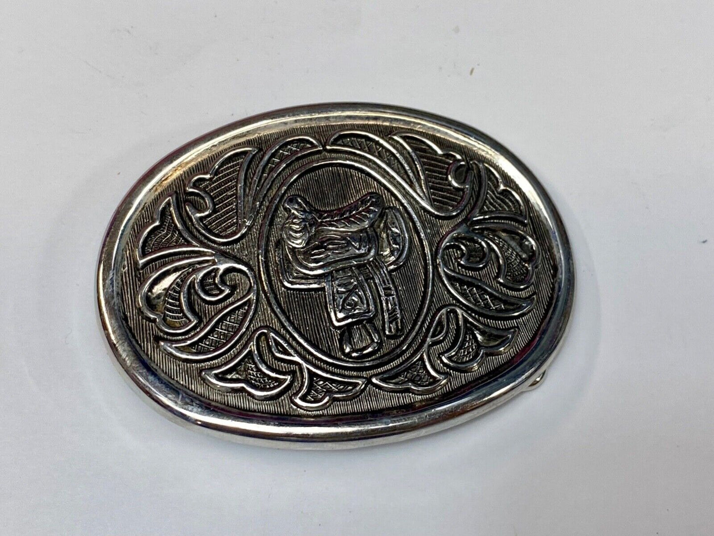 Avon Silver colored Western Saddle Belt Buckle For Any Belt up to 1 1/2 inches