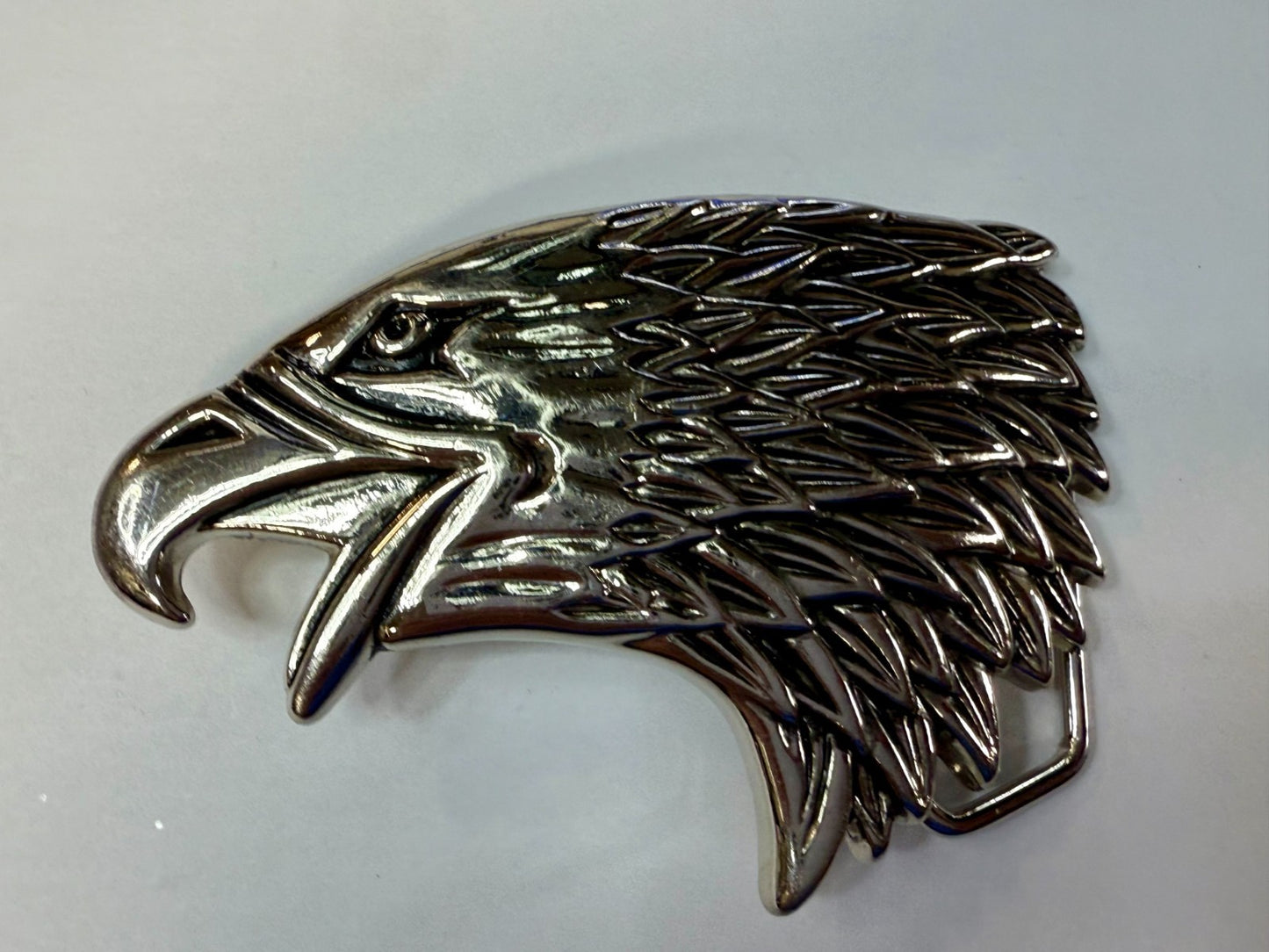 Attacking Eagle Head Figural Cutout Silver Color Western Belt Buckle