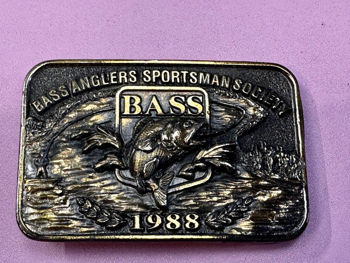 1988 Bass Anglers Sportsman Society Club Great American Belt Buckle