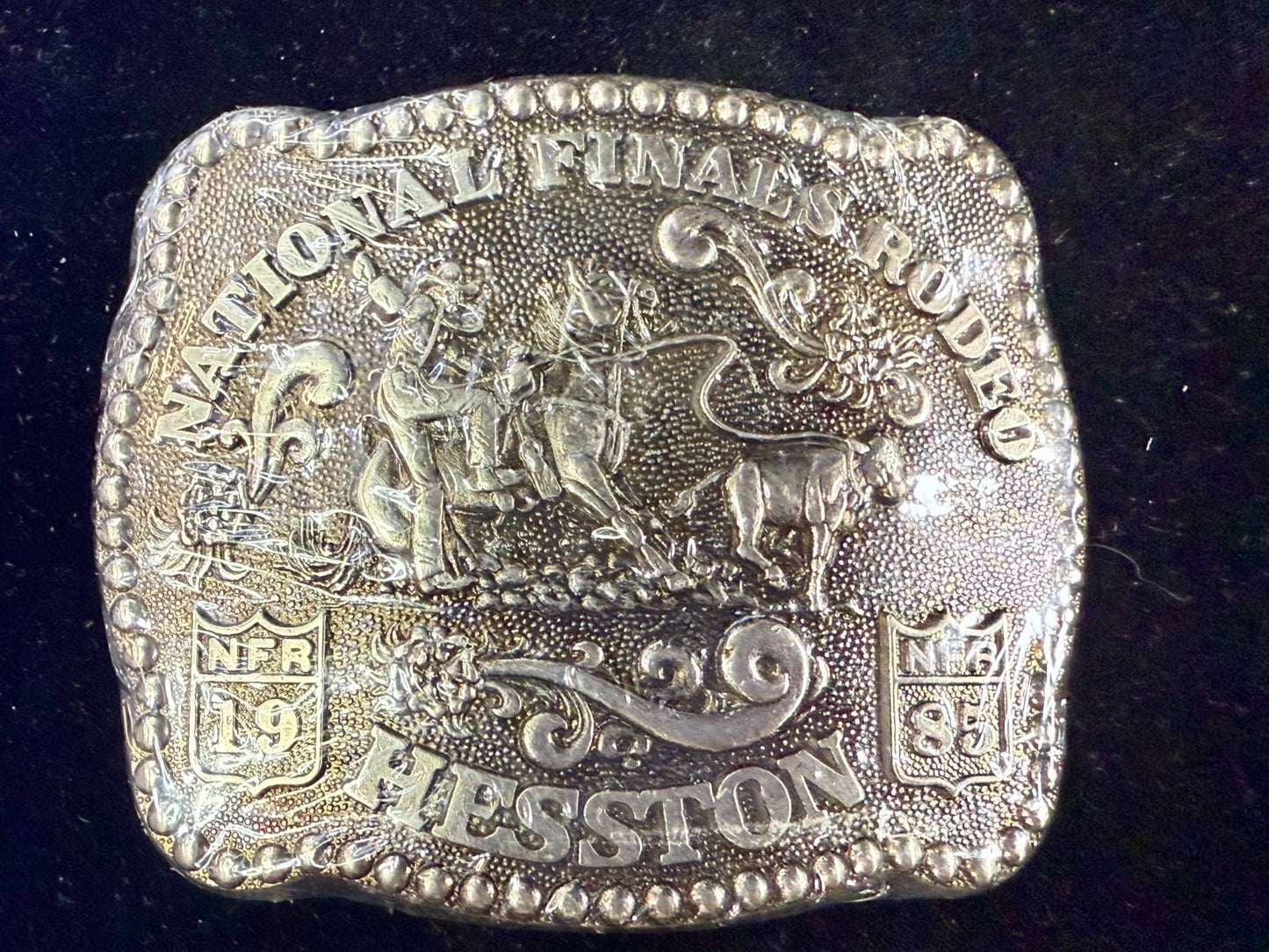 1985 Hesston NFR National Finals Rodeo Calf Roping NOS Collectors Belt Buckle