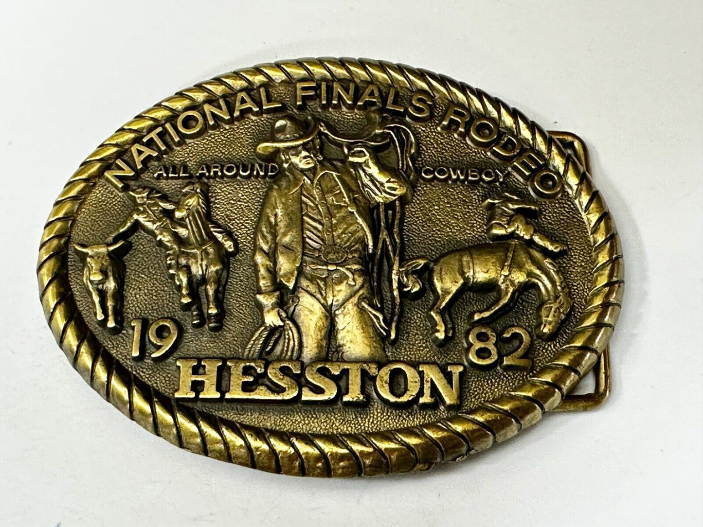 1982 Hesston National Finals Rodeo NFR Rodeo All Around Cowboy Belt Buckle