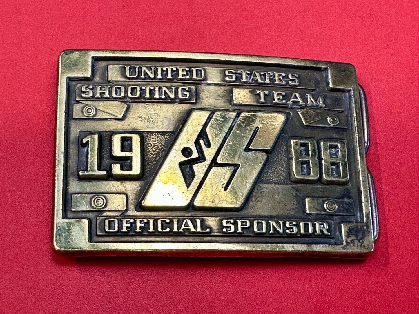 1988 Olympics US Shooting Team USA Belt Buckle Seoul Korea Official Sponsor