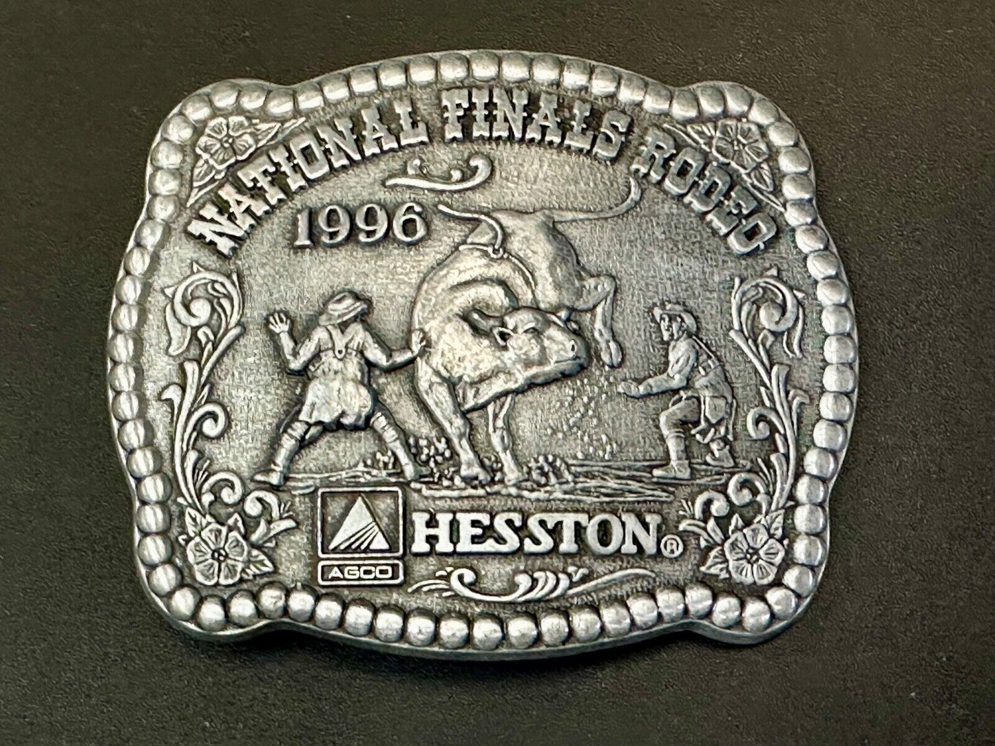 1996 NFR Rodeo Finals Steer Wrestling Cowboy Adult size belt buckle