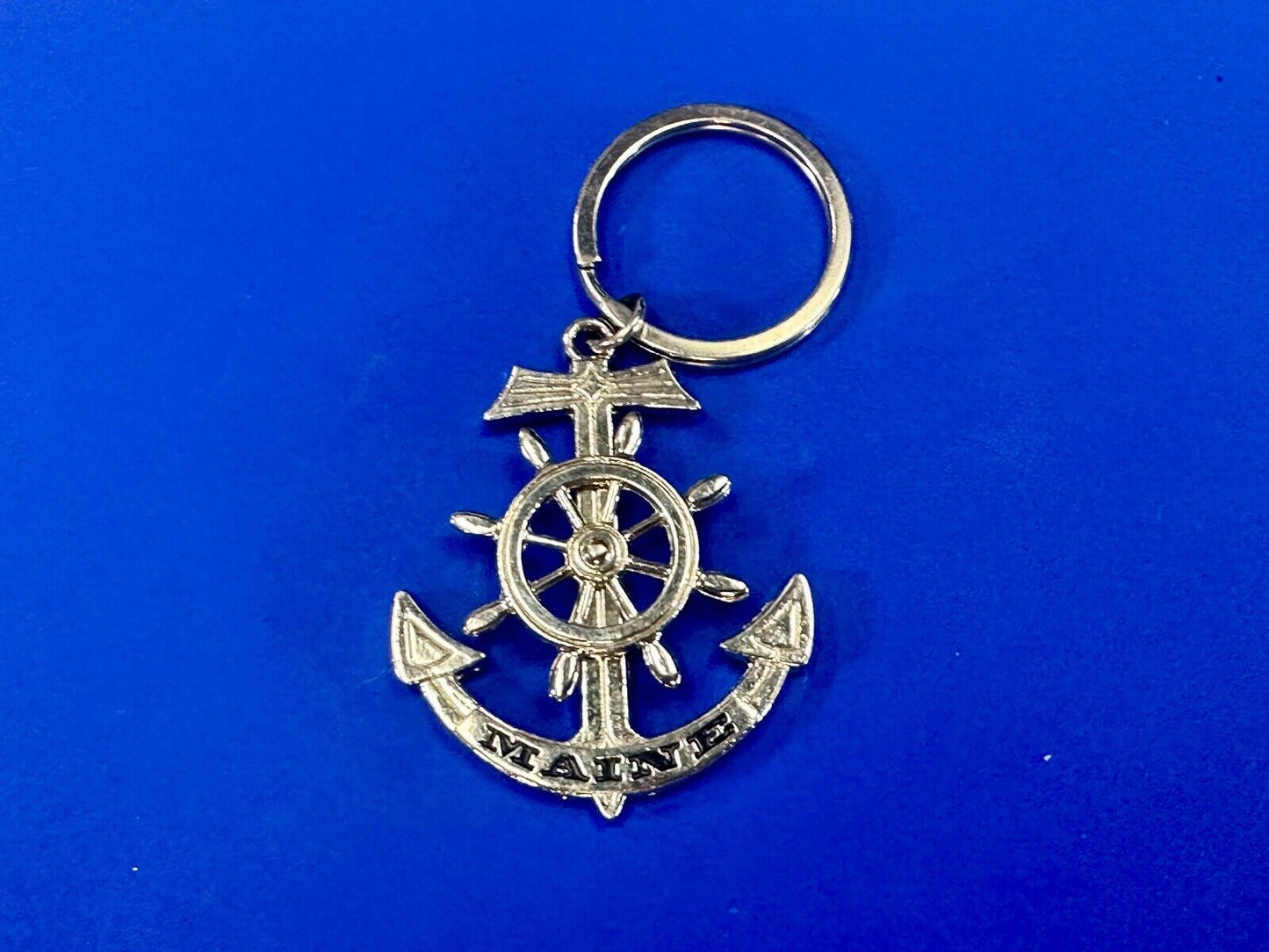 The great State of Maine Nautical Boat Anchor Wheel Keychain - Key Ring Chain