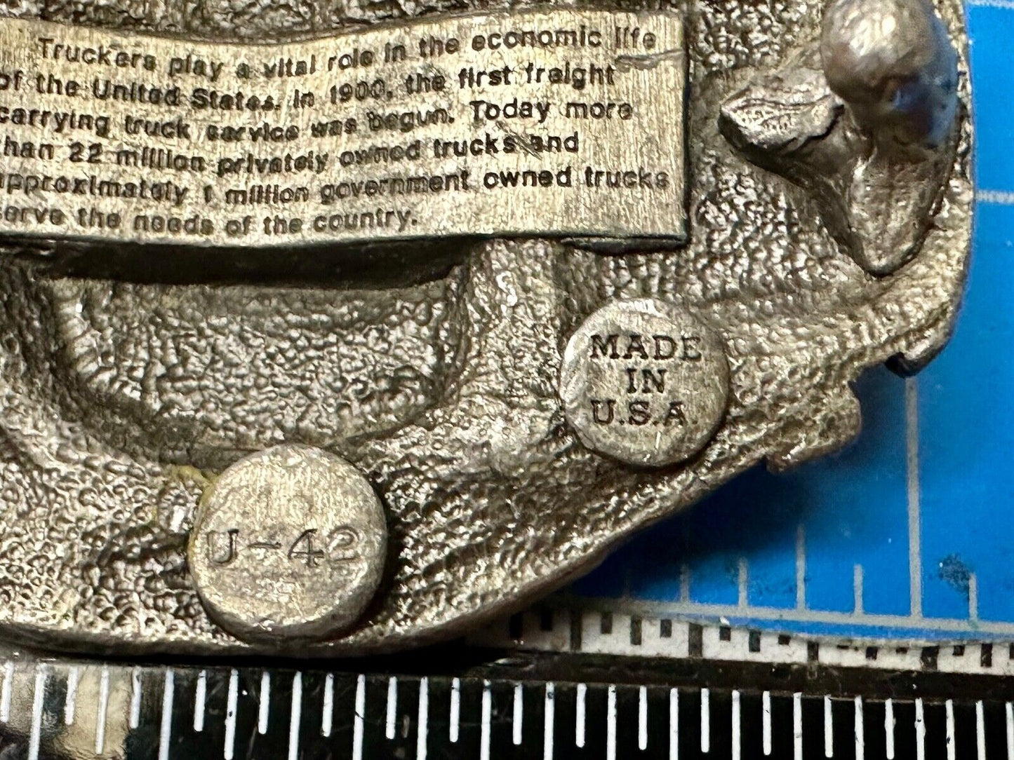 Truckers Semi Drivers Vital Role in the USA Economy 1986 Bergamot Belt Buckle