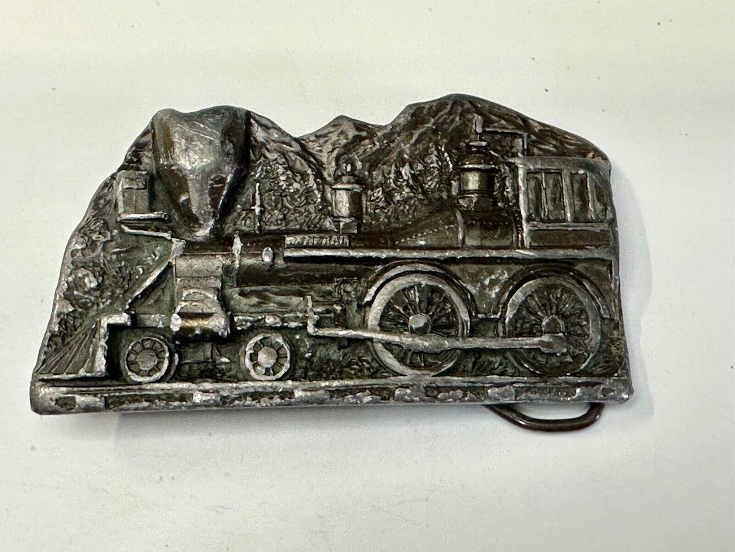 Train Steam Locomotive Vintage 1977 Cutout RR Cast Hawks Sky Patrol Belt Buckle