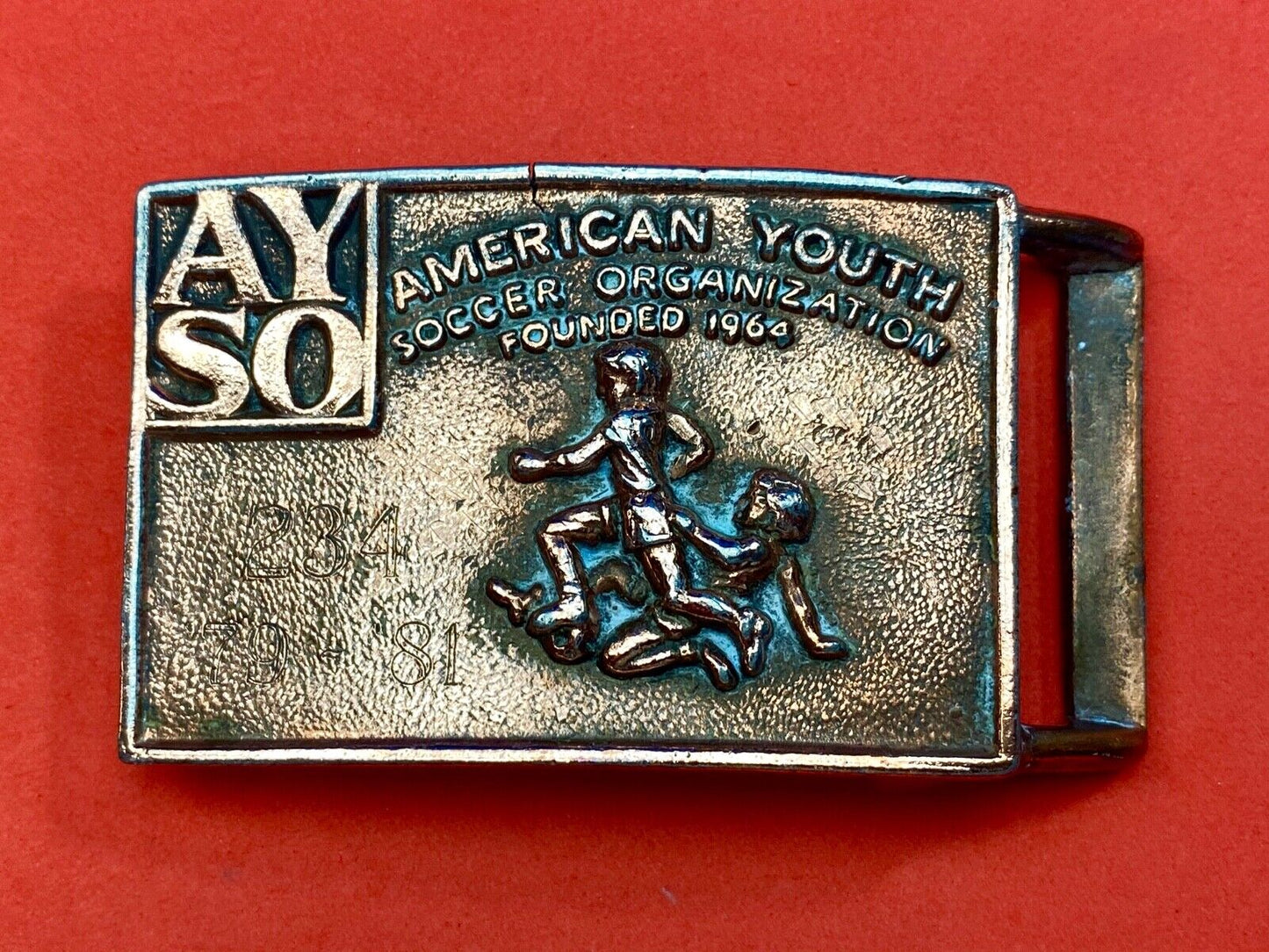Vintage AYSO American Youth Soccer Organization belt buckle