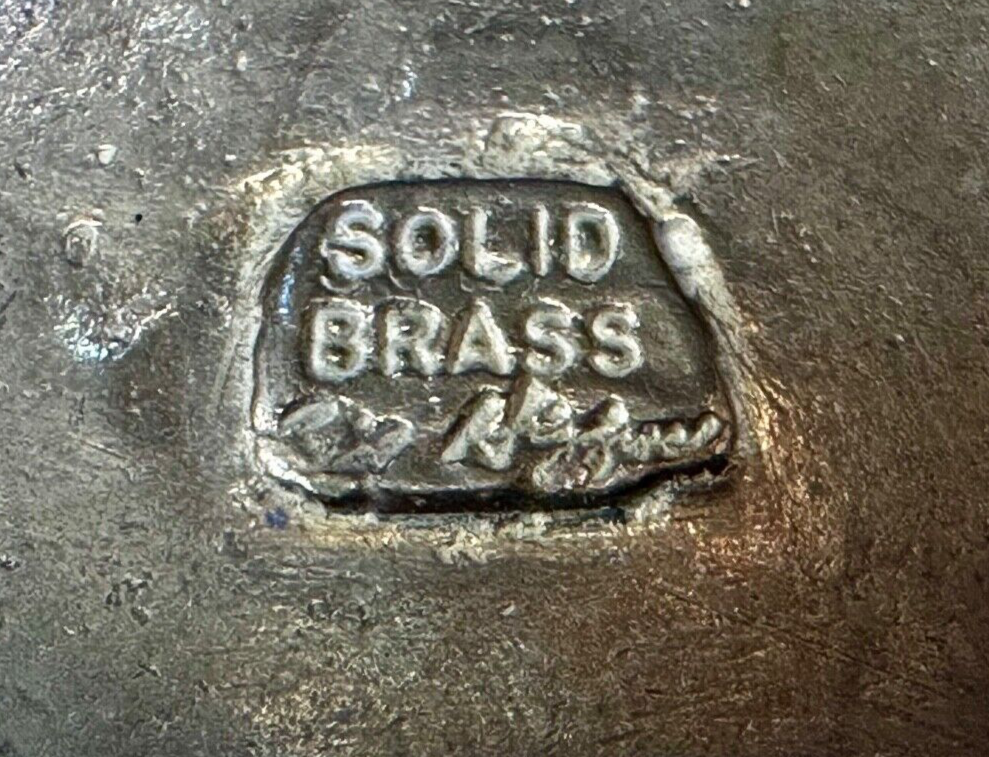 Artist Signed Fleur De Lis Compass Sun Dial Hippie Boho Solid Brass Belt Buckle