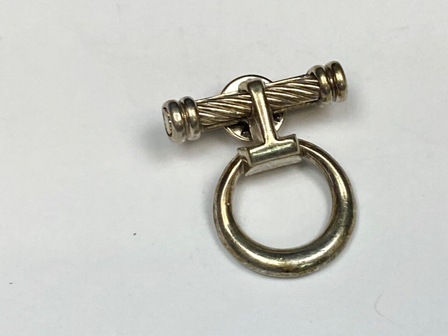 Vintage Cylinder & Round Door Knocker? Stirrup? Sterling Silver 925 Brooch