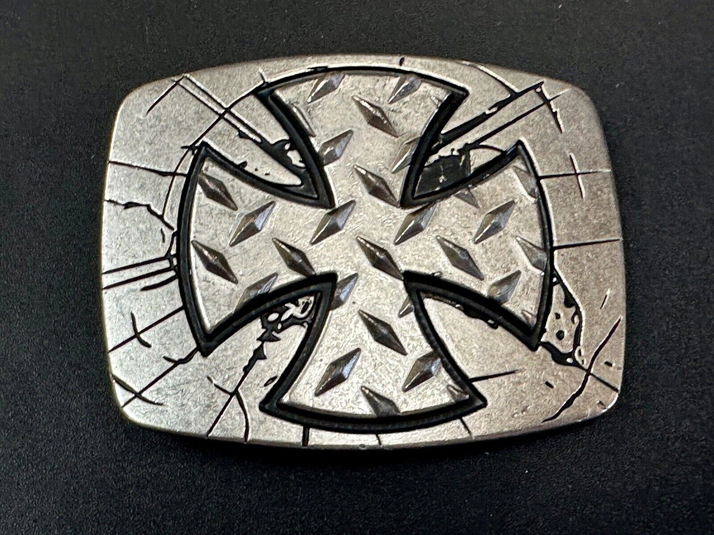Unique Maltese Iron Cross silver & black color Chrome brand Belt Buckle