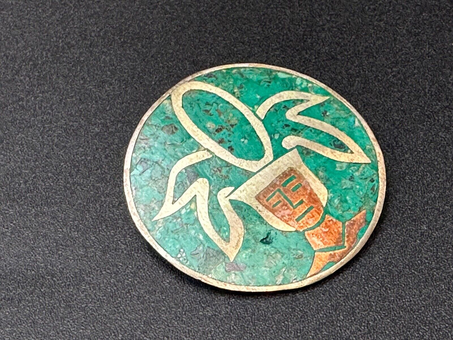 Beautiful Inlaid Person Figure Face sterling silver brooch - CPR Mexico 925