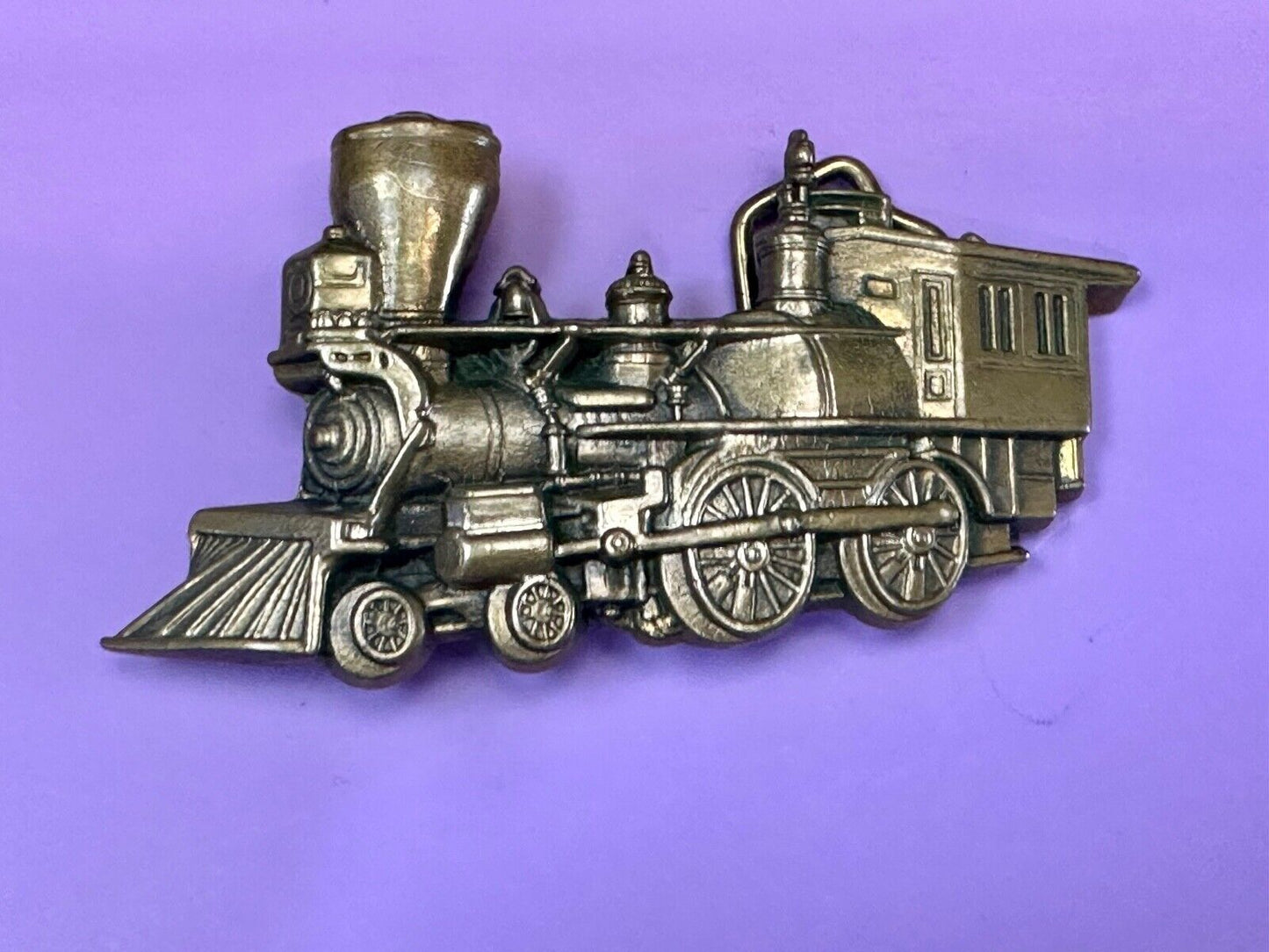 Train Rail Road Steam Engine vintage 1978 solid brass Baron Buckles belt buckle