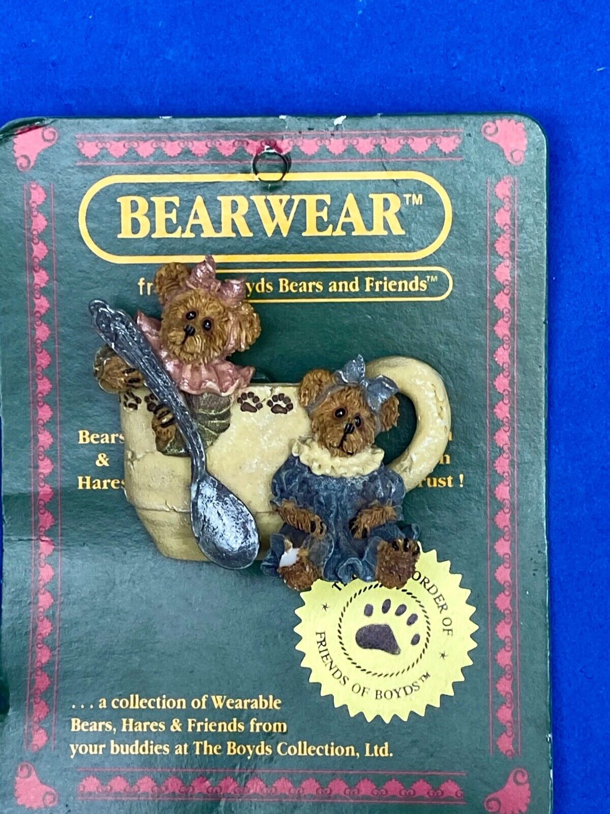 Tea Time, Adorable Boyds Bears & Friends Bearware Collection Pin / Brooch