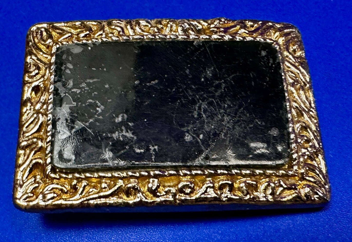 Vintage Artisan Handcrafted Cut & Polished Stone Slab In Gold Tone Belt Buckle