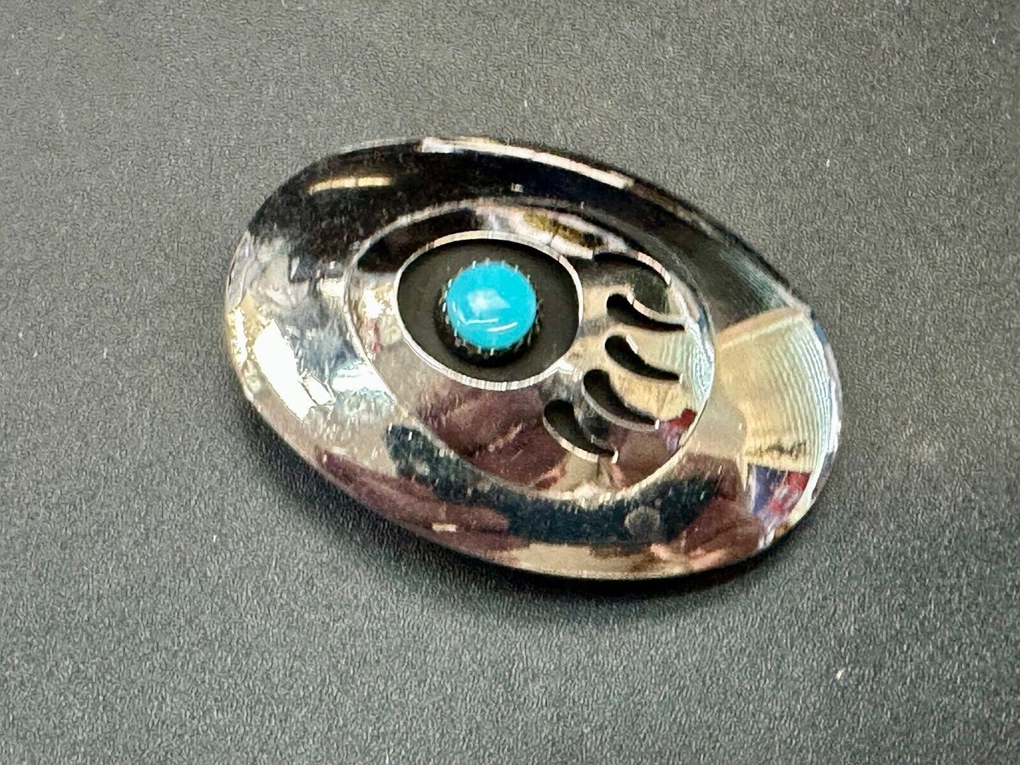 BC - Vintage B Cayaditto Zuni Bear Claw oval Belt Buckle