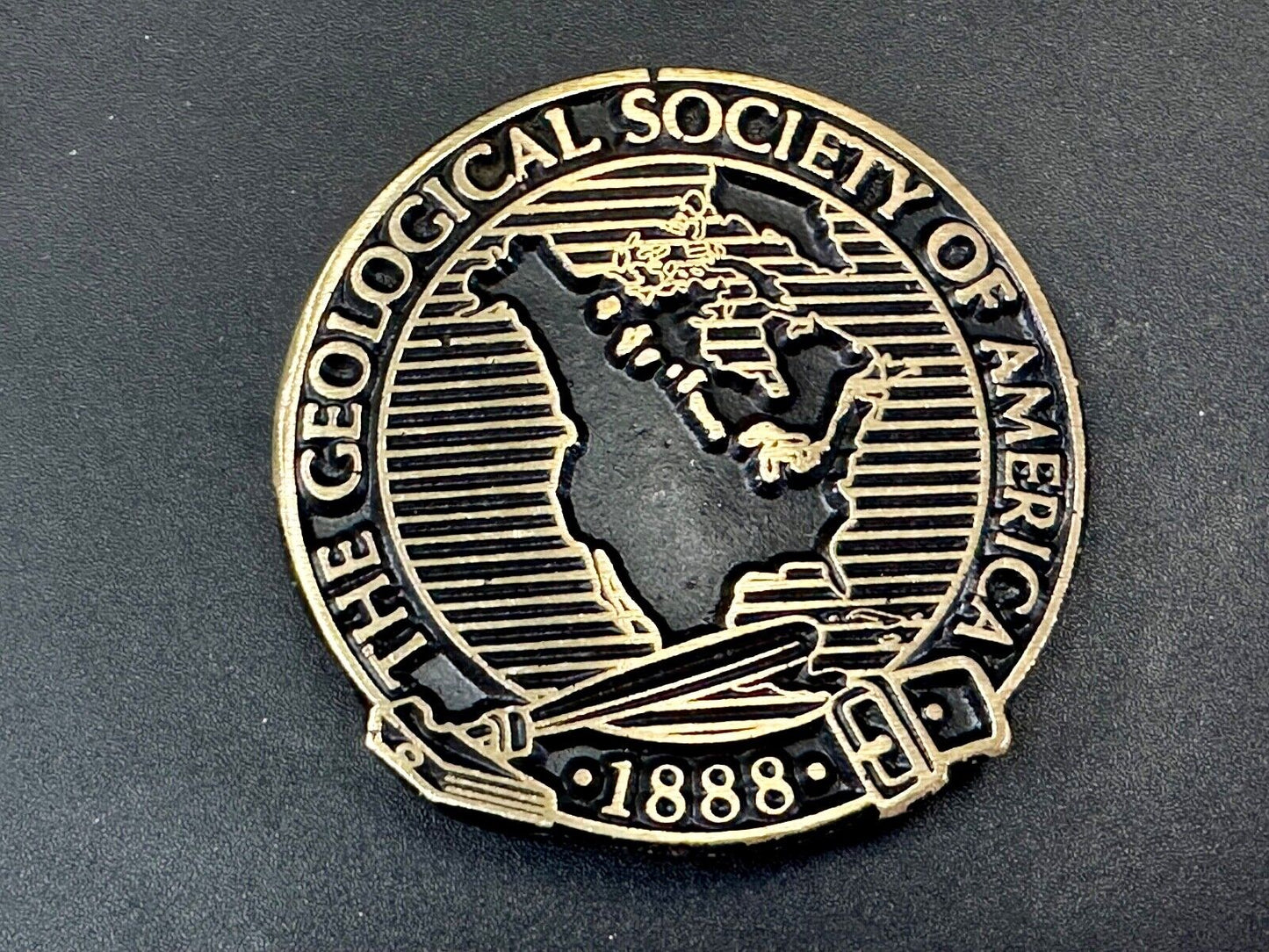 The Geological Society of America vintage solid brass round belt buckle