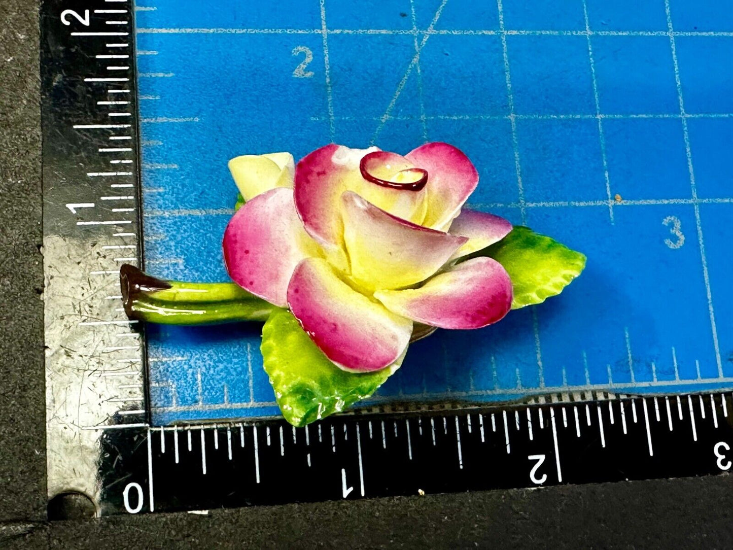 Beautiful Porcelain Rose Flower Brooch Pin Signed Cara China Staffordshire