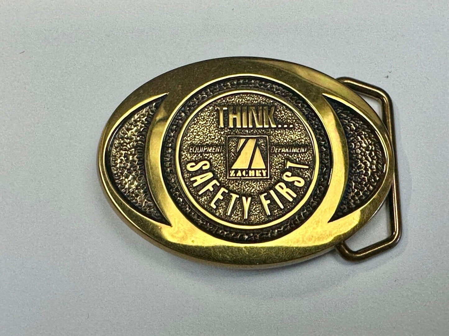 THINK Safety First ZACHRY Equipment Department Vintage 1991 BTS belt buckle