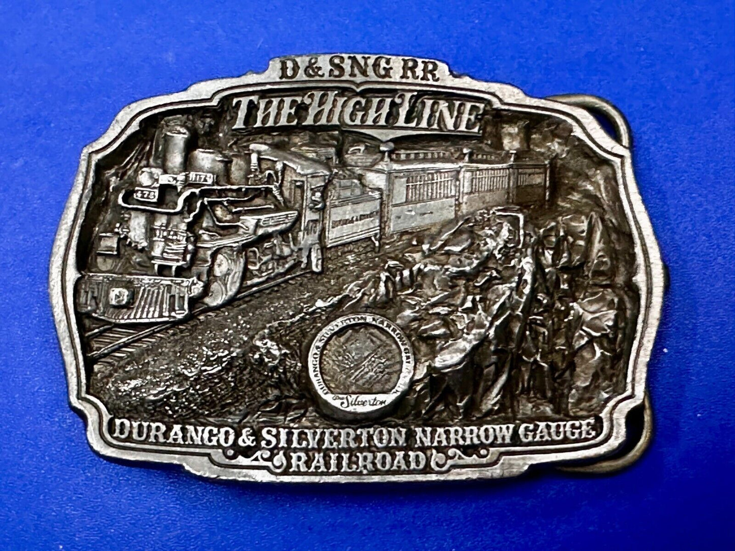 Train Rail Road Durango & Silverton Narrow Gauge C+J Vintage 1980s Belt Buckle