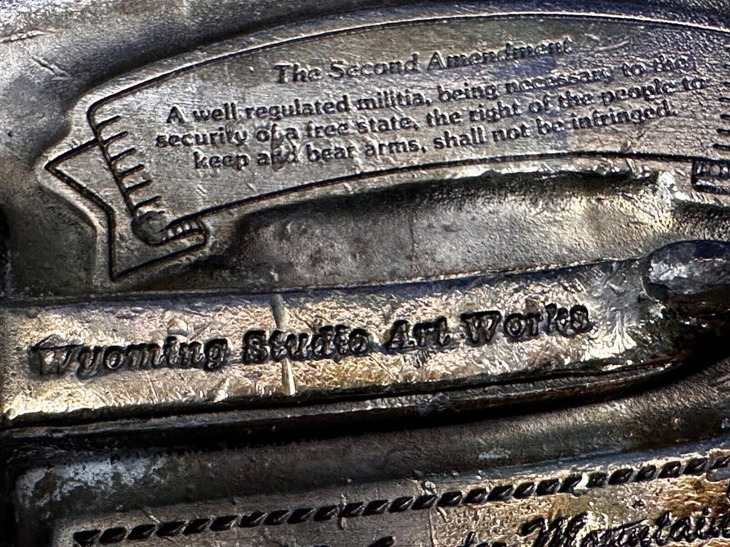 The Right To Keep and Bear Arms 2nd Amendment Vintage 1975 Belt Buckle - Wyoming