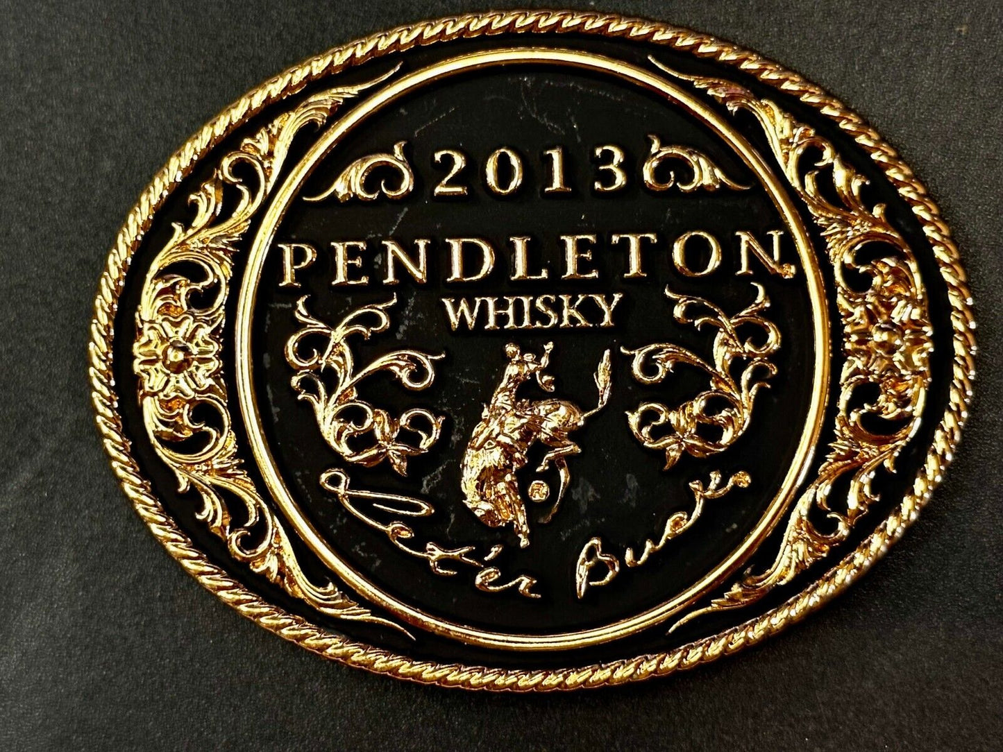 2013 Pendleton Whiskey Let'er Buck Rodeo Cowboy Montana Silversmiths Belt Buckle