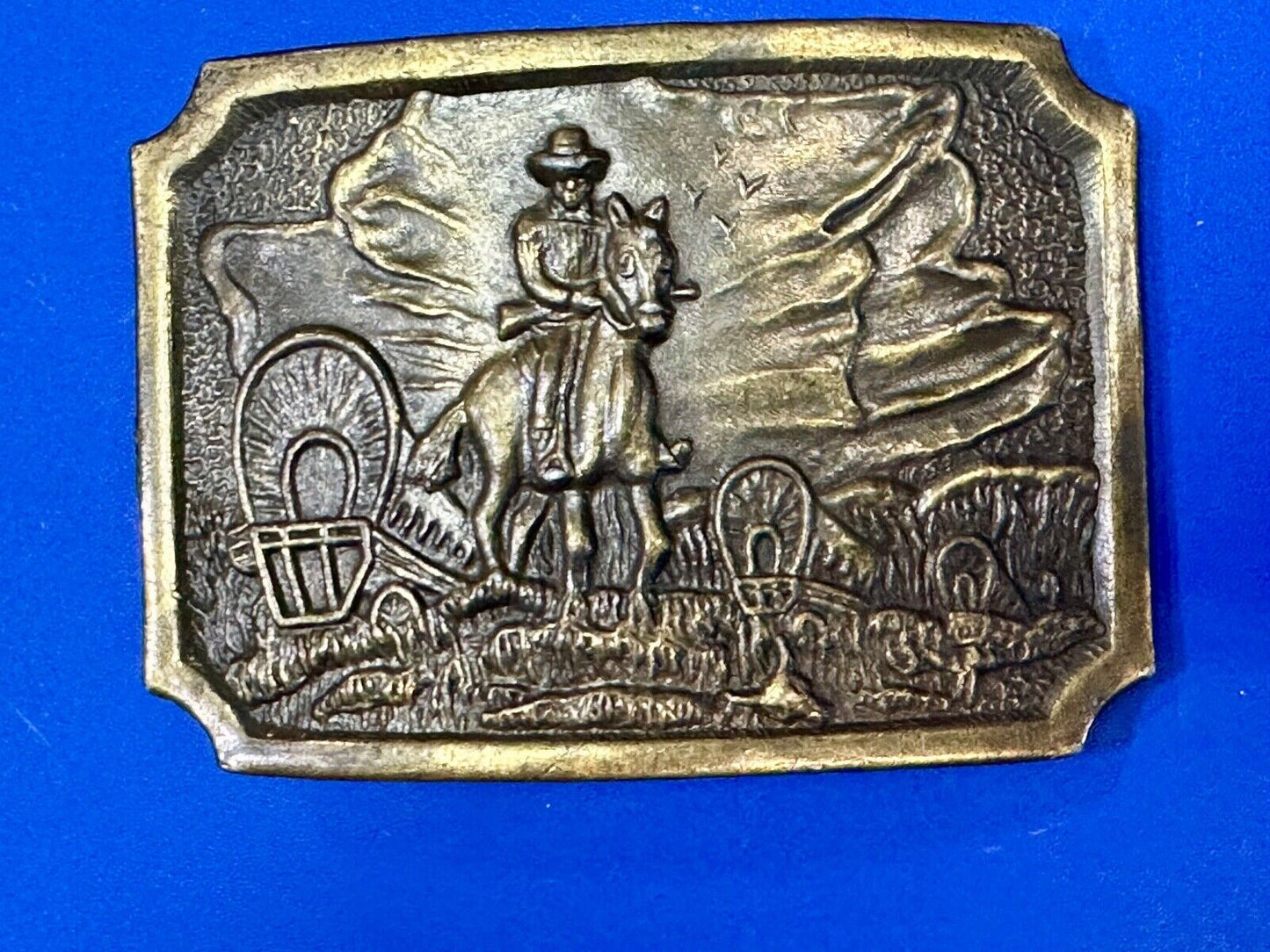 Tall in the Saddle Art Western Horse and Cowboy way of life! Vintage belt buckle