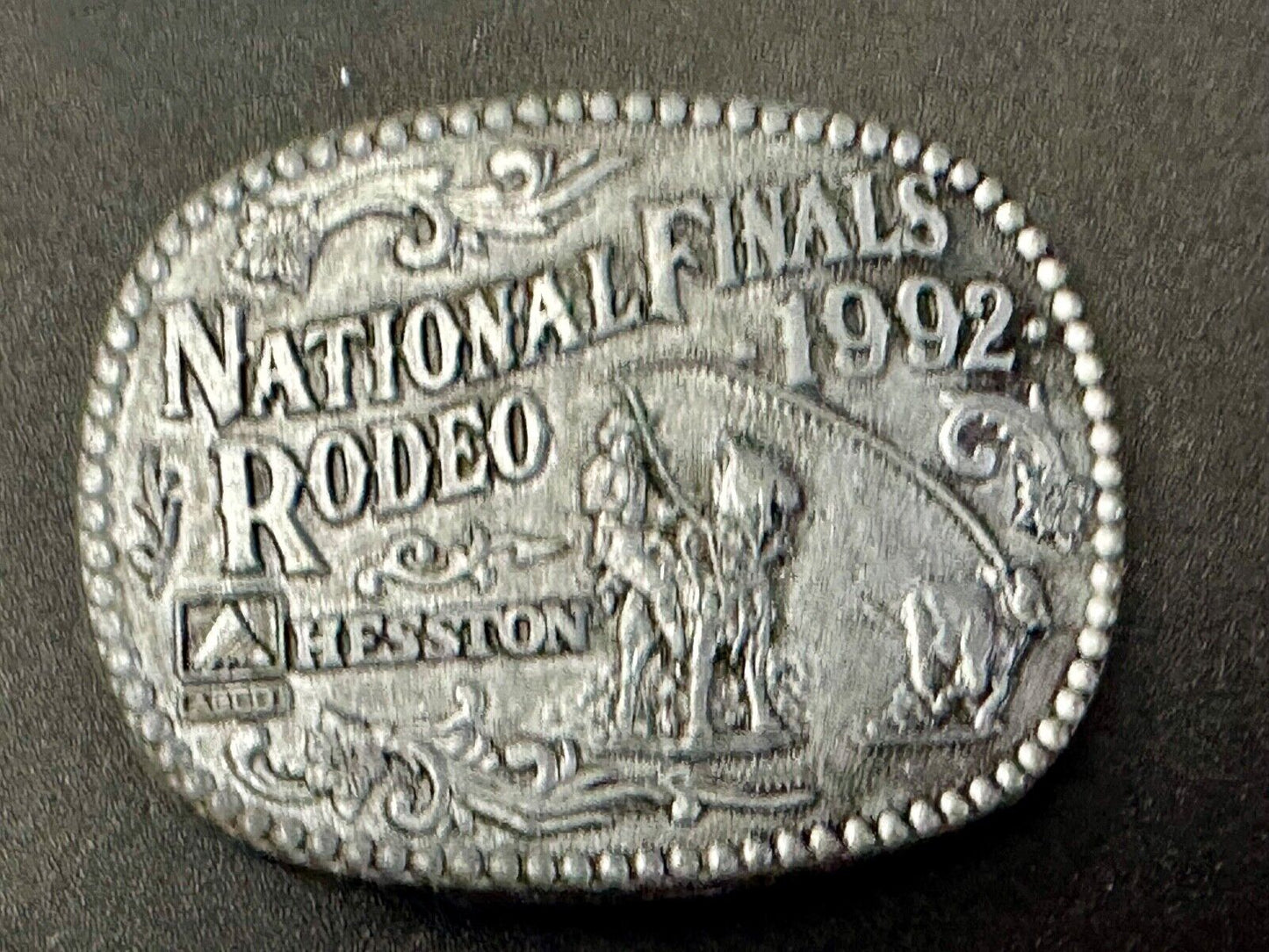 1992 Hesston National Finals Rodeo NFR Youth Size Award Design Medal Belt Buckle