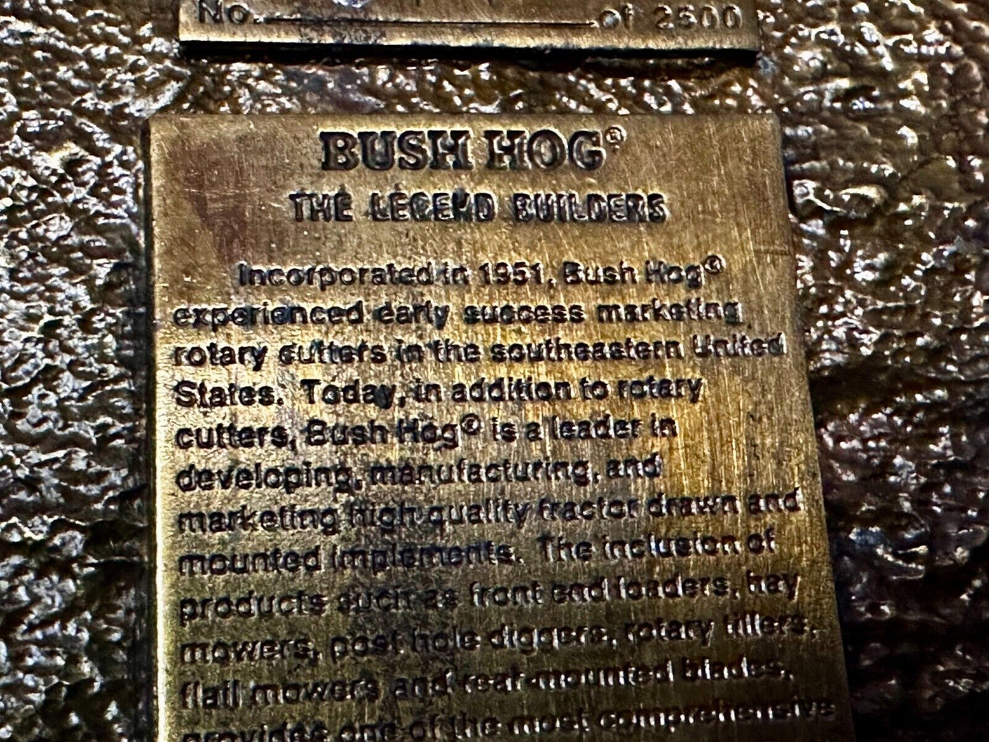 1994 Bush Hog The Legend Agriculture Machine Co. Commemorative Belt Buckle