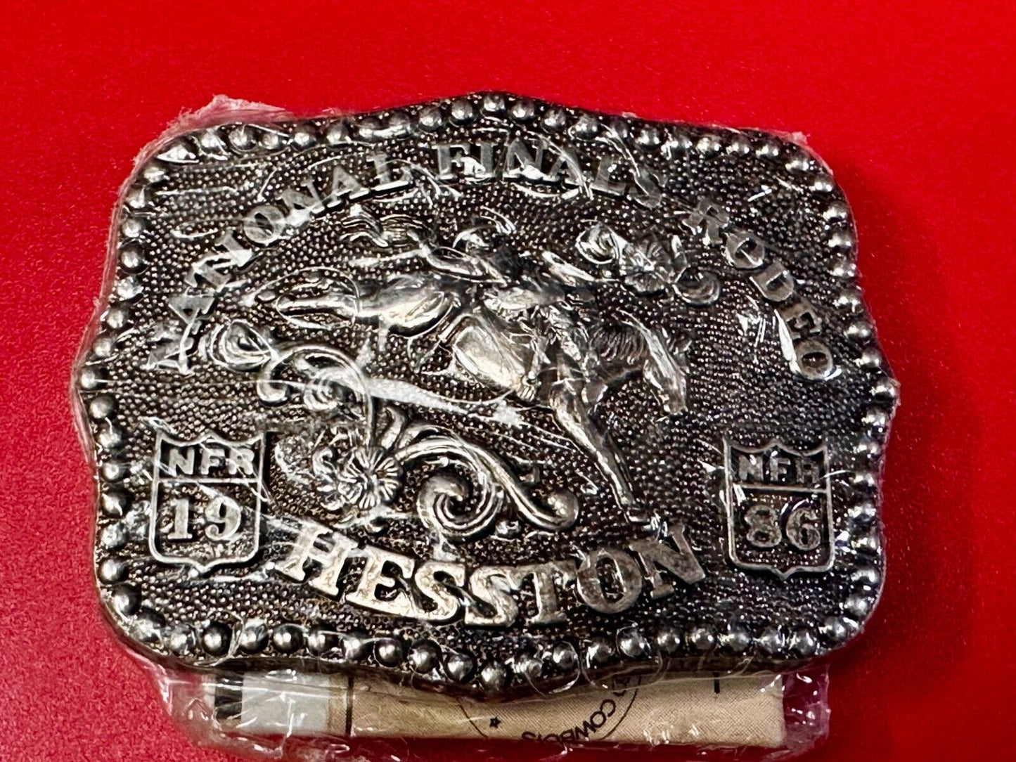 1986 Hesston National Finals Rodeo NFR Cowboys Youth Size NOS Belt Buckle