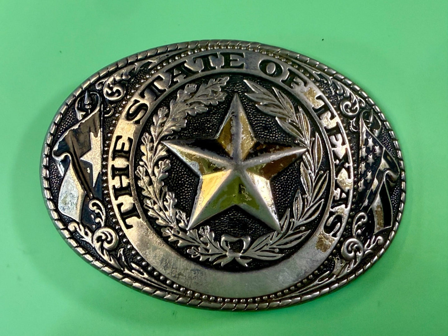 The Great State Of Texas Lone Star Vintage Commemorative Belt Buckle W USA