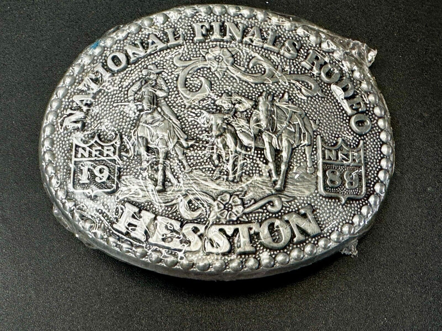 1989 Hesston National Finals Rodeo NFR Cowboys NOS Adult Size Belt Buckle