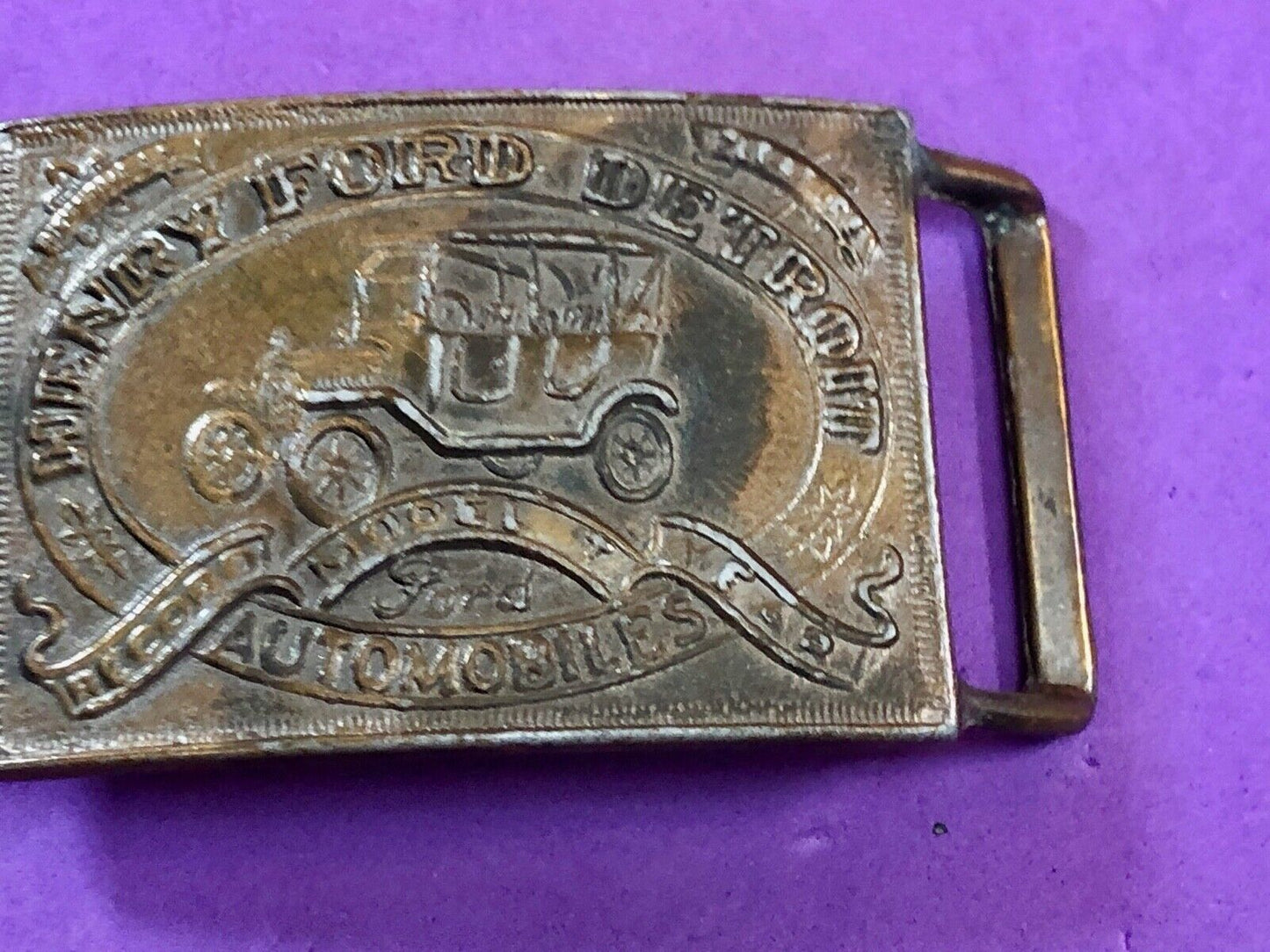 Vintage Belt Buckle Henry Ford Detroit Automobiles PC2020340010 Brass Metal Car