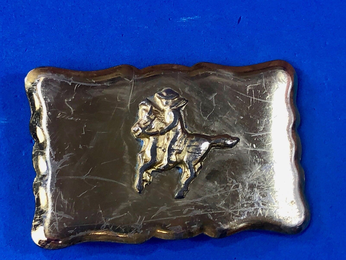 Vintage faceless cowboy on horse pony riding the trail Western Belt Buckle