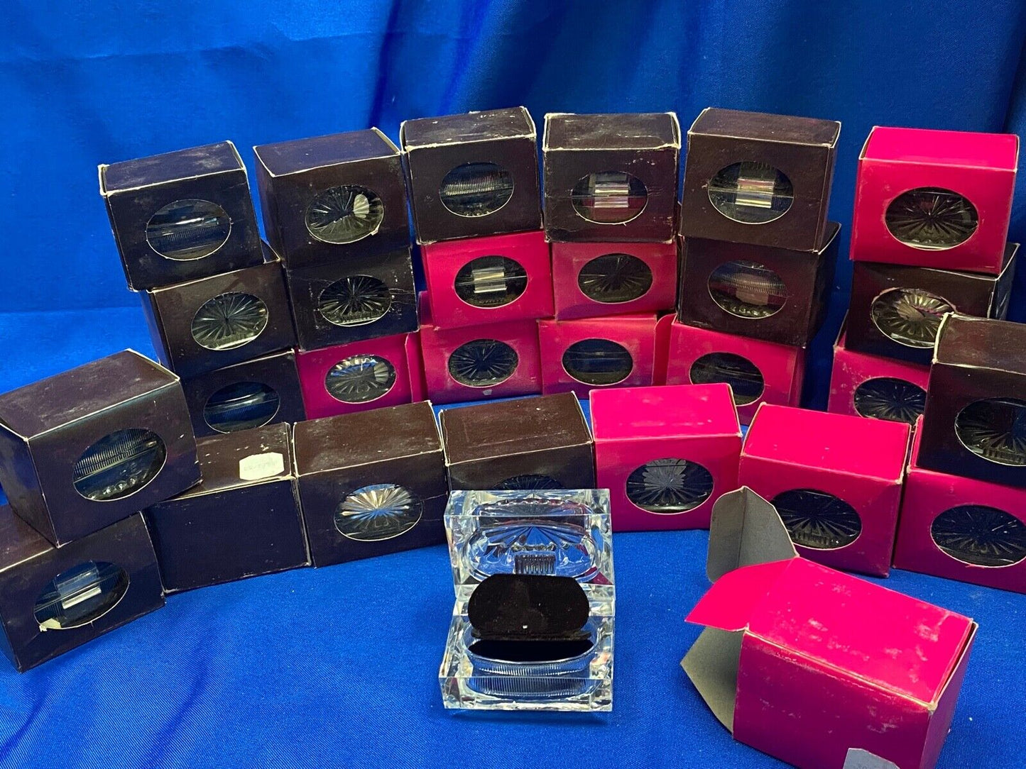 28 pc Clear Acrylic Ring Charm Box Lot Bulk Jewelry Gift Display packaging