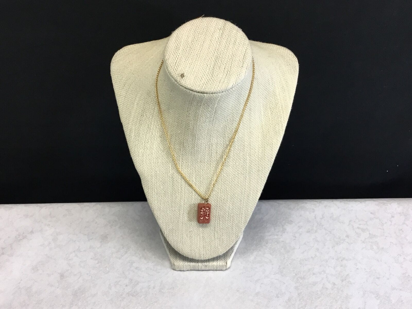 terracotta necklace baked earth = with tags flower drawing ceramic tile artisan