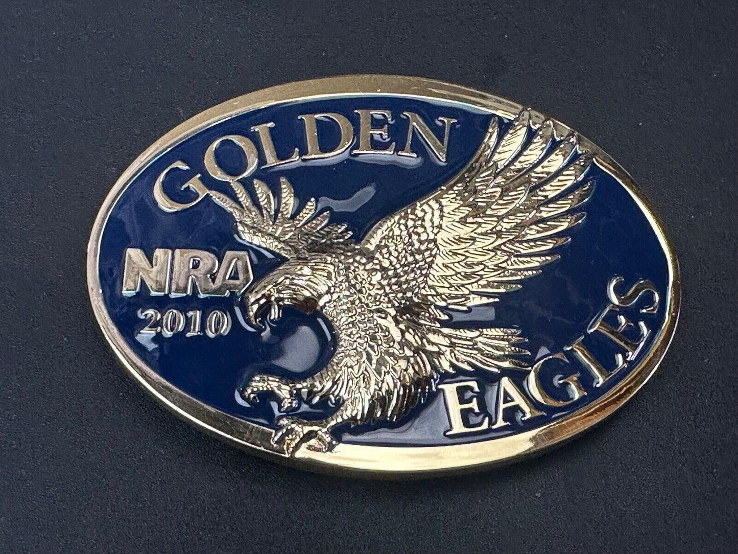 2010 Commemorative Golden Eagles NRA belt buckle in box - Vote Gun Rights