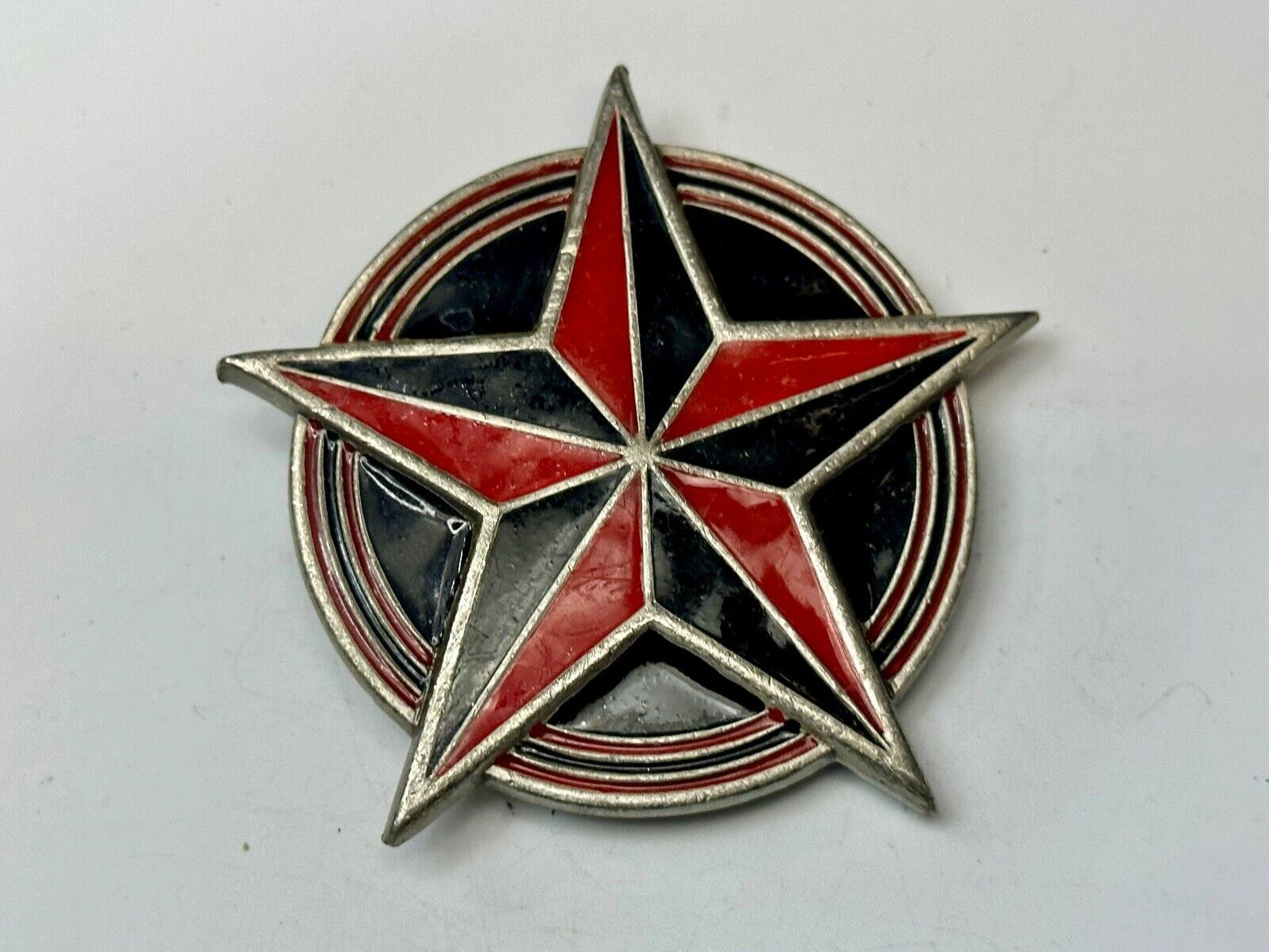 2002 Star in Circle black & Red color Great American Products pewter Belt Buckle