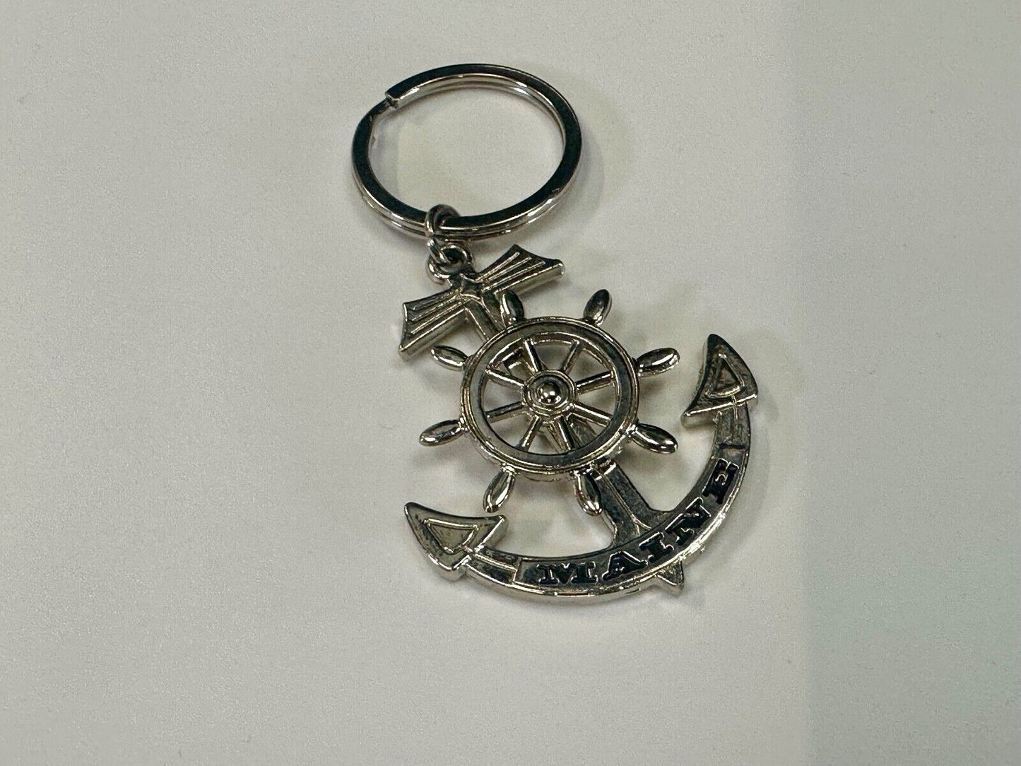 The great State of Maine Nautical Boat Anchor Wheel Keychain - Key Ring Chain