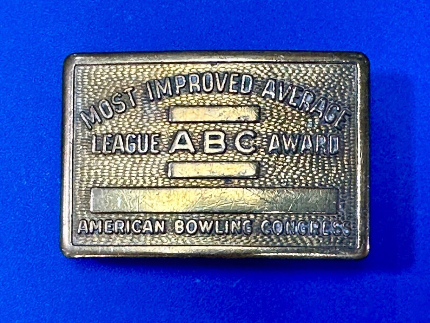 American Bowling Congress BLANK ENGRAVABLE Belt Buckle - Most Improved Average