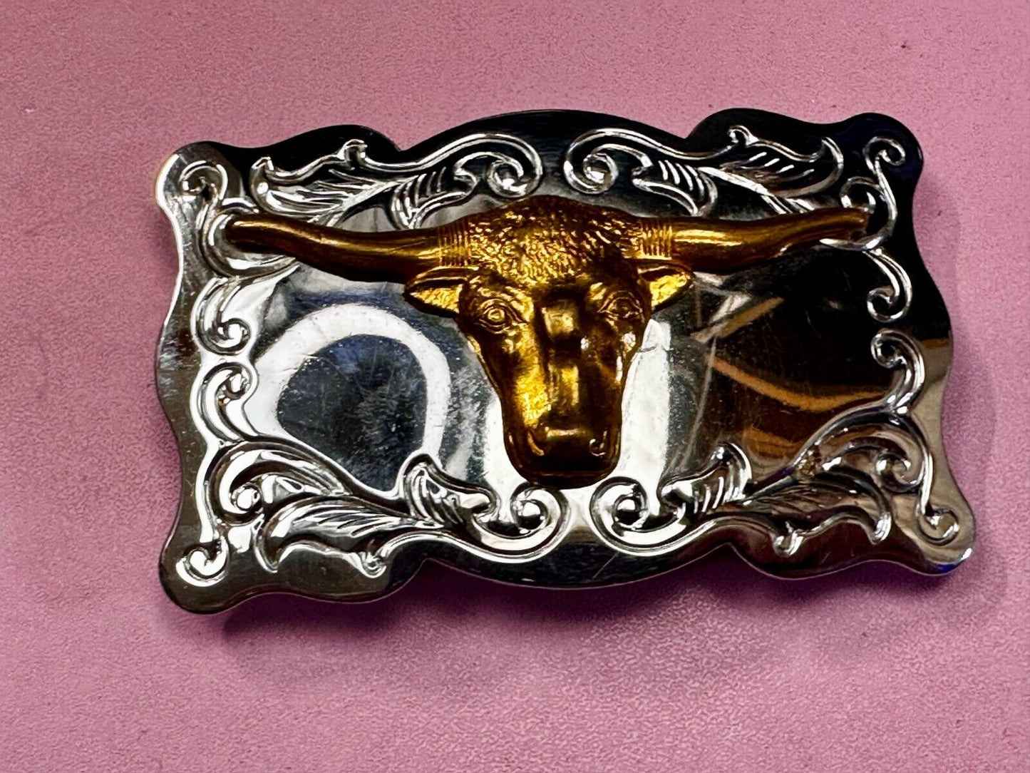 Texas Longhorn Cow Head Steer Western Cowboys Vintage Chambers Belt Buckle