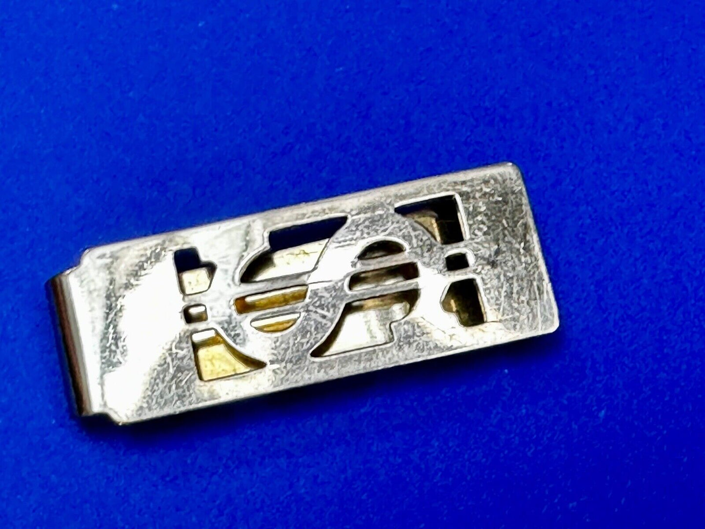 Art Deco Style Dollar Sign $ Symbol In Silver Tone Money Clip