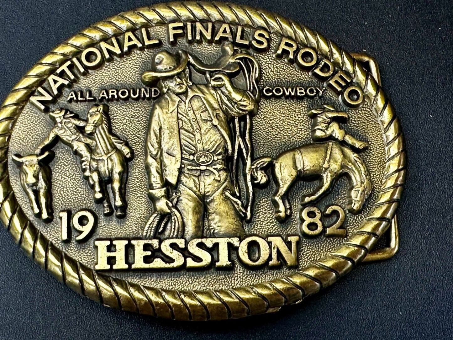 1982 Hesston National Finals Rodeo NFR Rodeo All Around Cowboy Belt Buckle