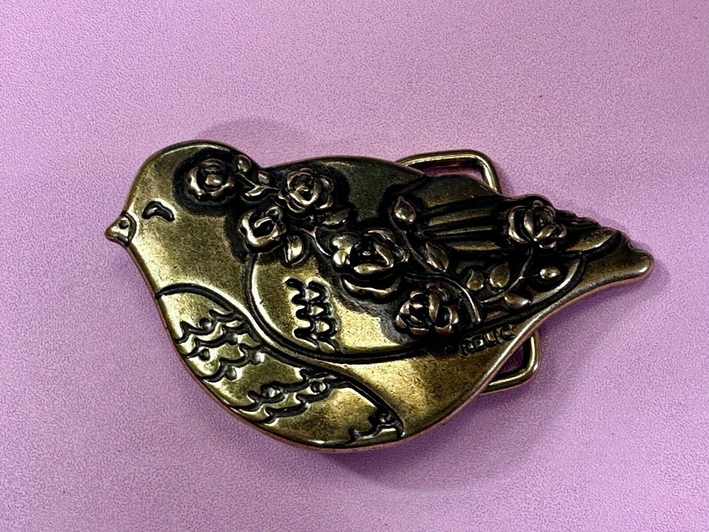 Bird Dove Shaped Cutout Figure Brass Tone Belt Buckle by Relic