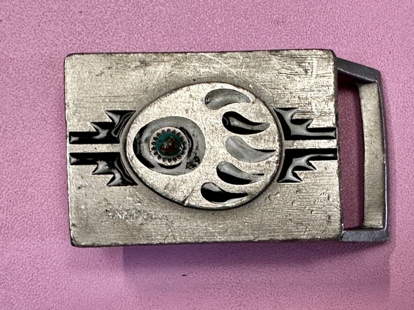 Bear Paw Native American Indian Vtg 1998 Southwestern Small Siskiyou Belt Buckle