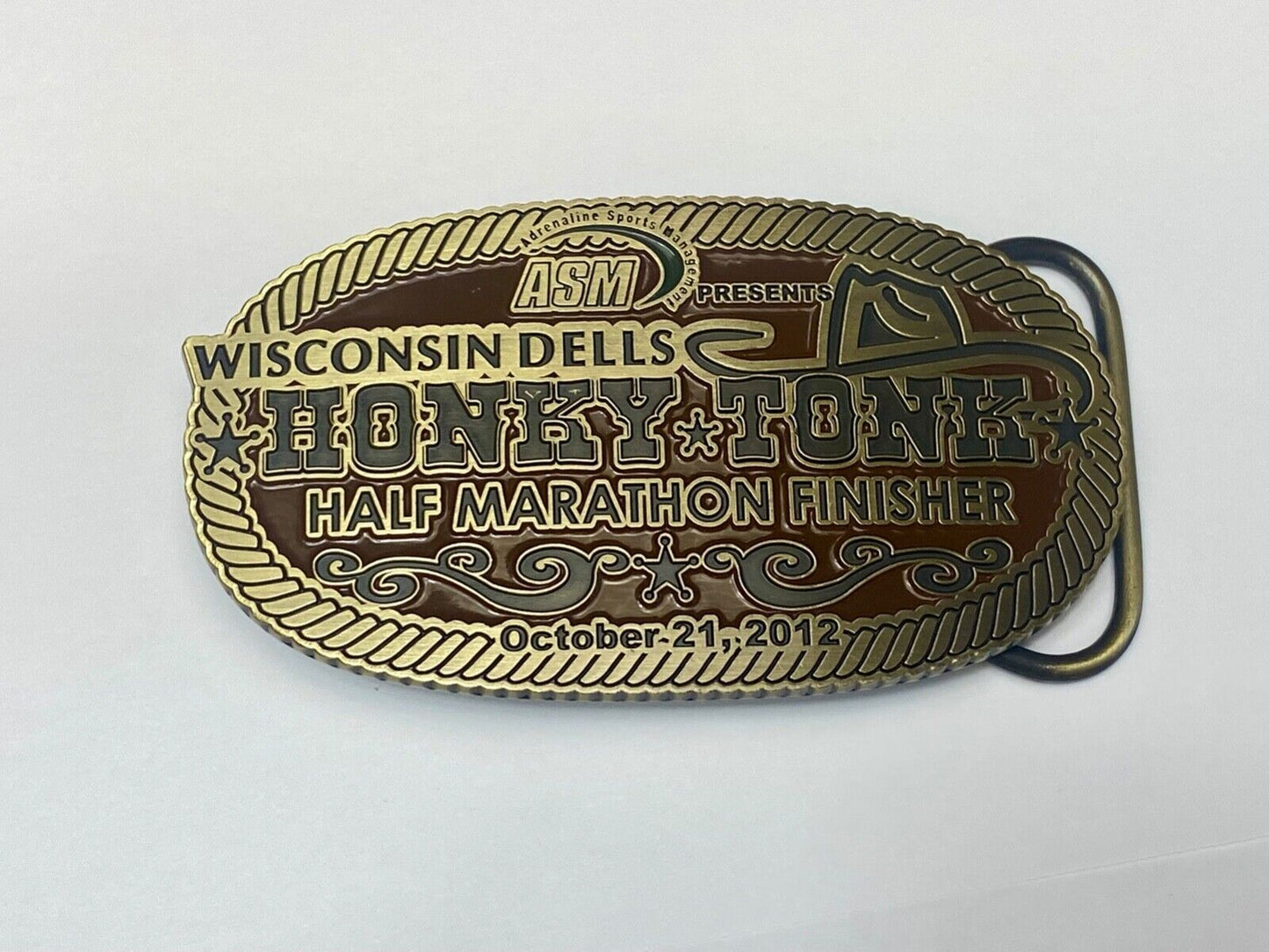 ASM Wisconsin dells Honky Tonk half marathon - finishers trophy belt buckle