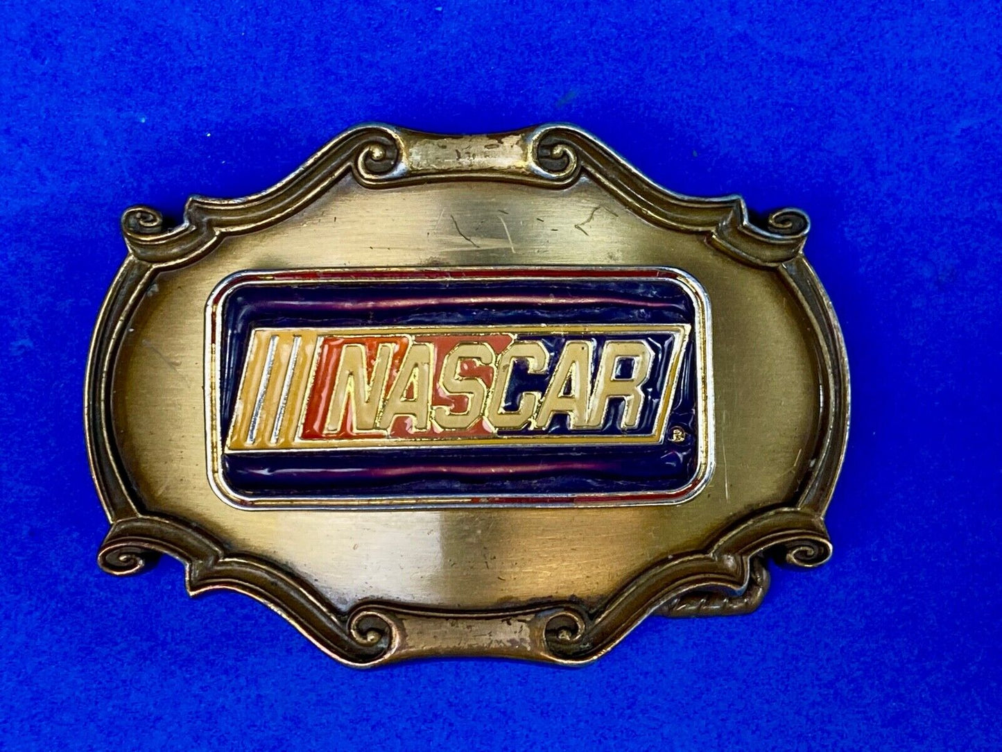Vintage 70'S Nascar Western Framed Belt Buckle By Raintree - Ultimate Fan Gift!