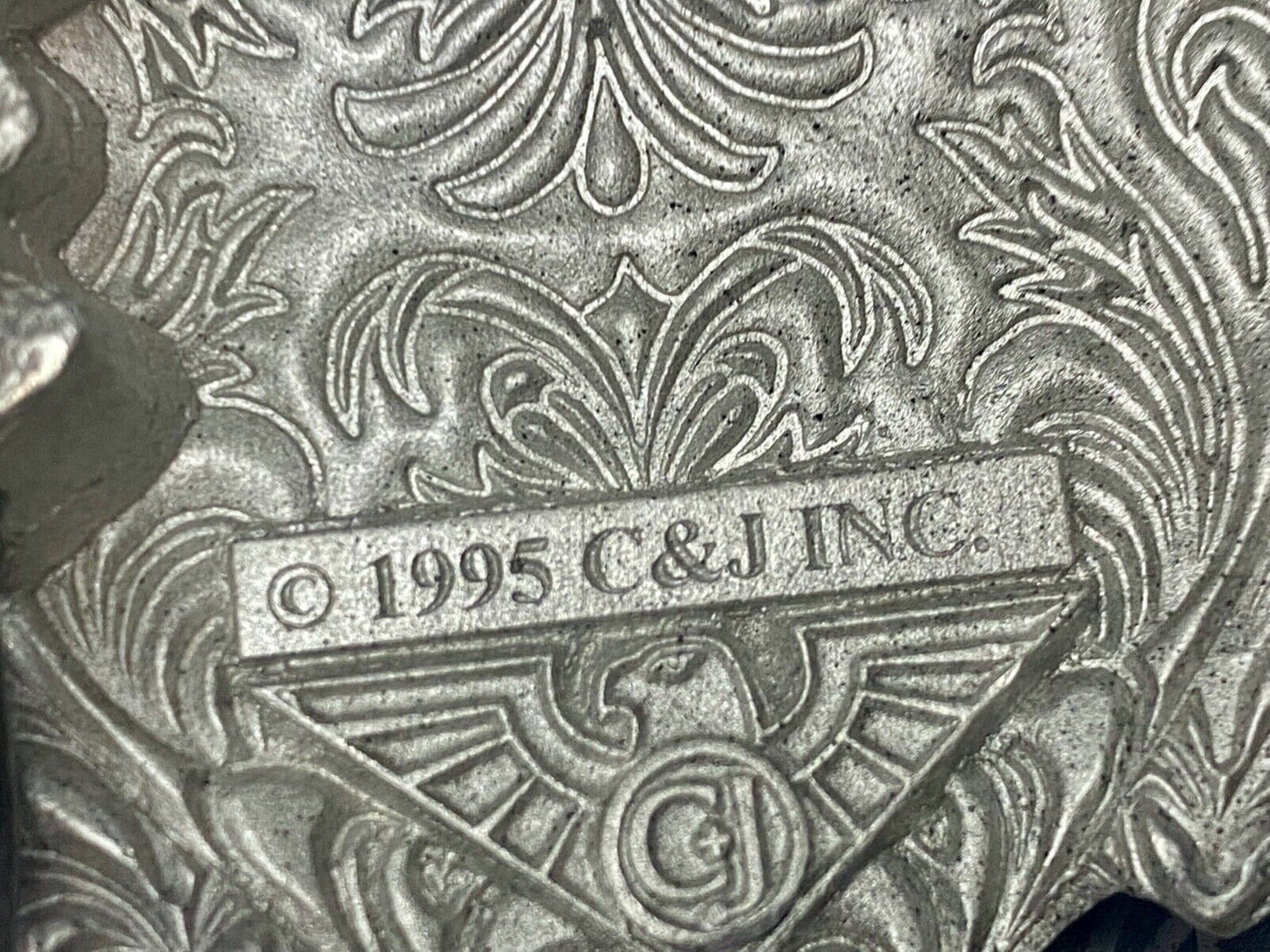 Three Hearts Ornate Flower Swirl / Cut Out Belt Buckle - Vintage 1995 C+J