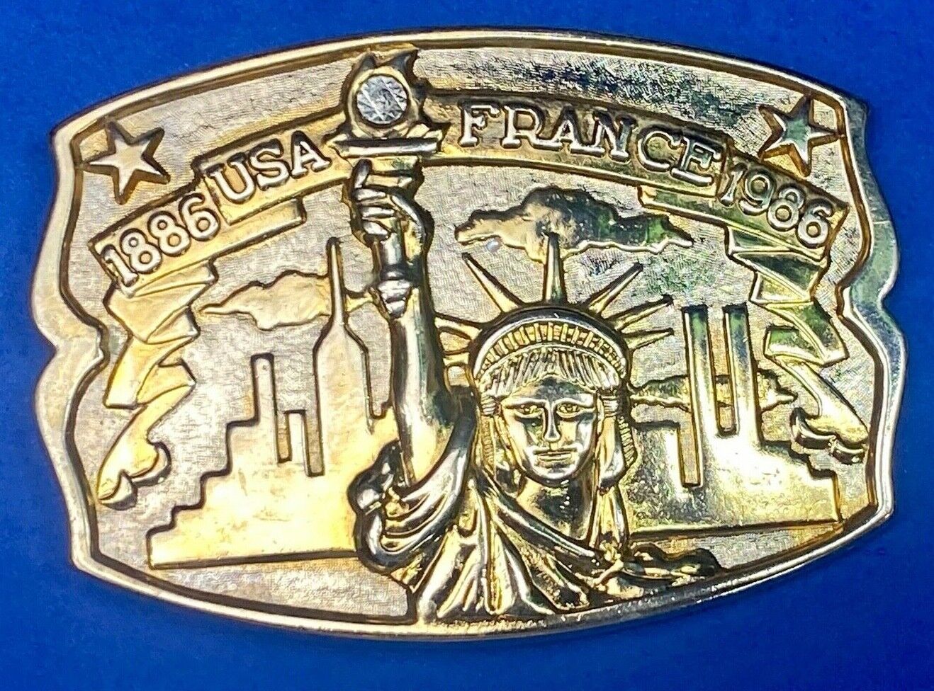 1886 USA FRANCE 1986 vintage Statue of Liberty belt buckle by Hammond Mint